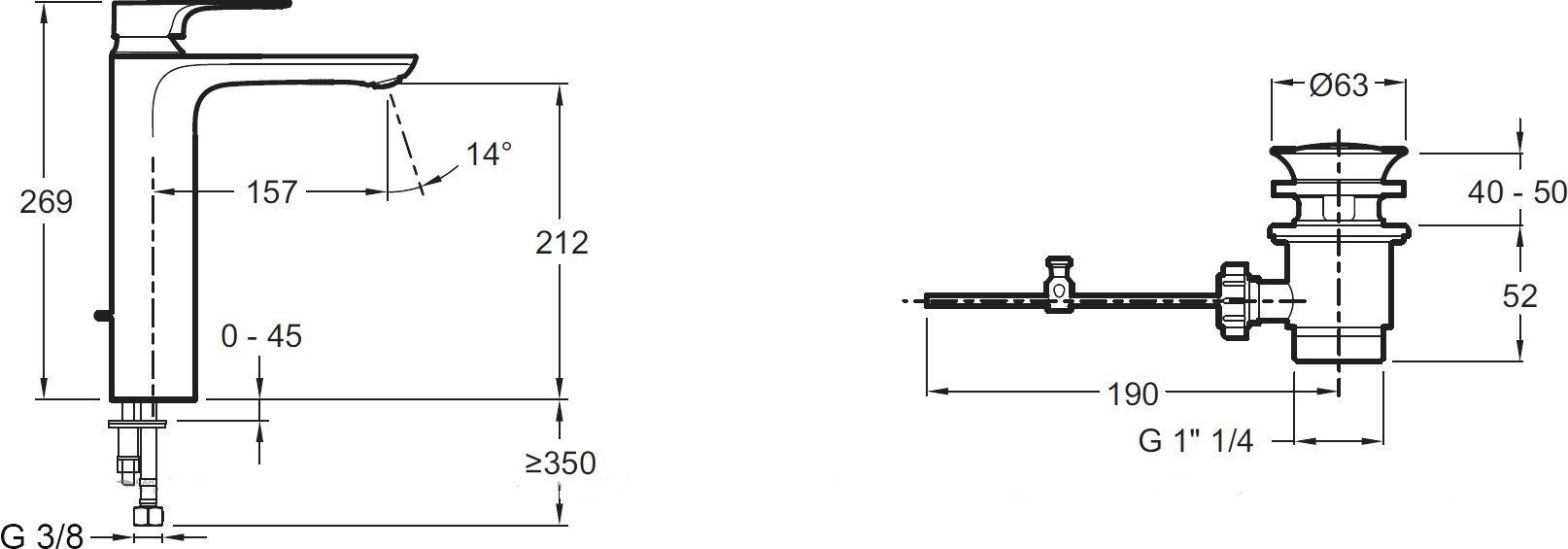 Смеситель Е72337-СР ALEO+ Jacob de Lafon